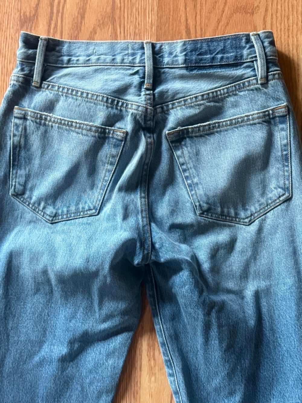 Le Original distressed high-rise straight leg jeans Frame Denim button fly sz 24 - Picture 8 of 12